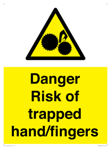 Danger Risk of trapped hand/fingers